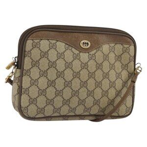 Authentic GUCCI GG Supreme Shoulder Bag PVC Beige Gold 56 02 068